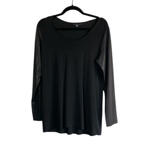 Bryn Walker black shiny sleeve tunic top